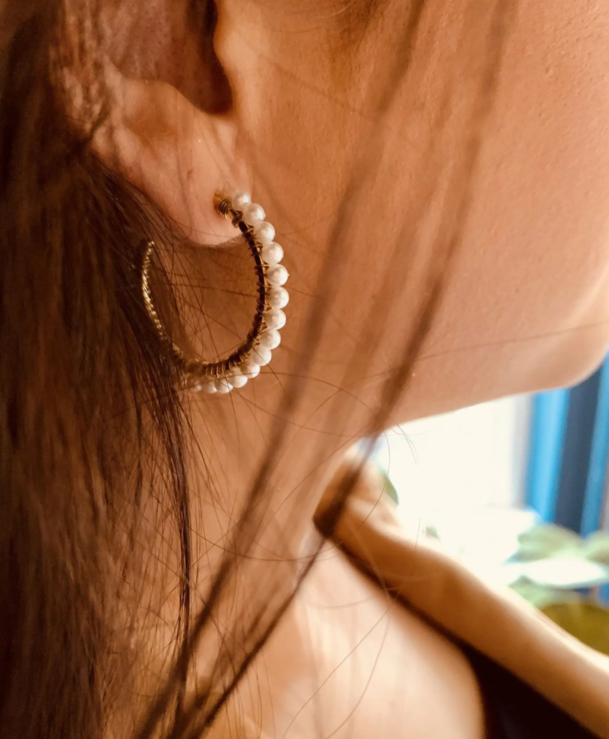 Cheap Oorbellen Cl Hoop With Pear Off White Dames Sieraden