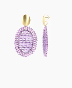 Shop Oorbellen Ce Si Filled Oval Double Paars Dames Sieraden