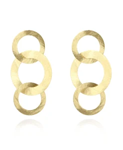 Clearance Oorbellen Tripple Rounde Op Goud Dames Sieraden