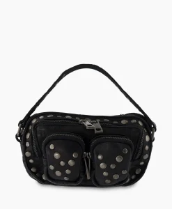Fashion Crossbody Tas Helena Rivet Washed Black Zwart Dames Tassen