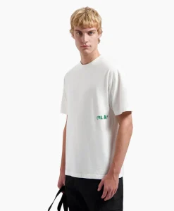 Clearance T-Shirt Korte Mouw Watercolor Logo Slub Off White Heren T-Shirts