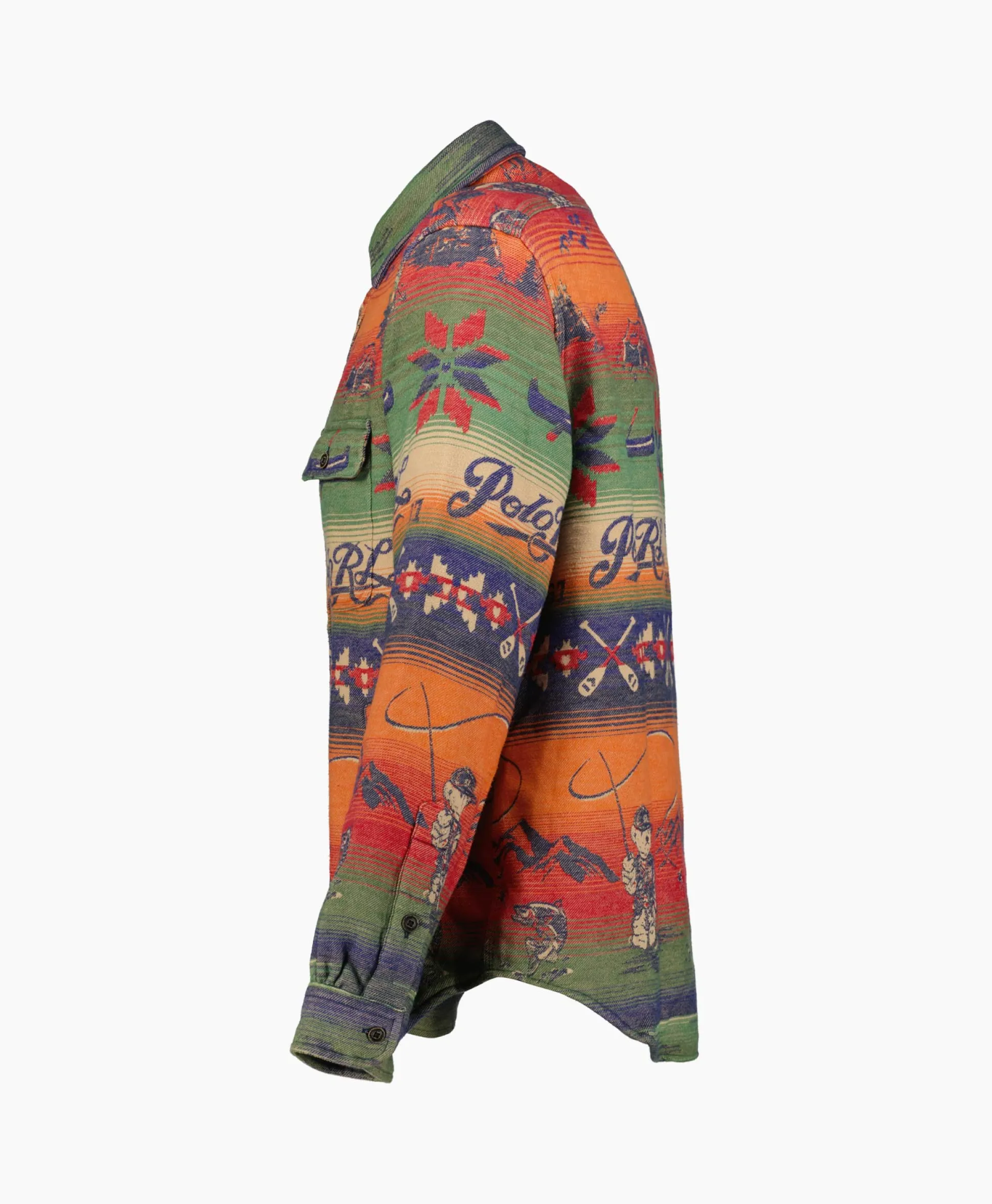 Sale Overshirt Flannel Jacquard Blauw Dessin Heren Jassen