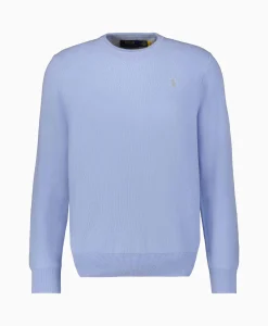 Outlet Pullover Cotton Long Sleeve Licht Blauw Heren Truien