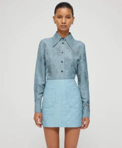 Discount Rohe Minirok Short Jacquard Skirt Blauw Dames Rokken