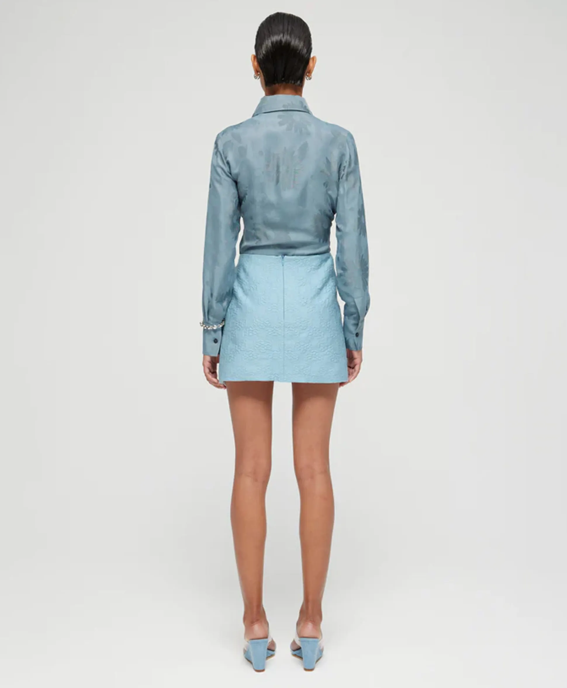 Discount Rohe Minirok Short Jacquard Skirt Blauw Dames Rokken