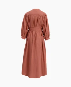 Online Maxi Jurk Balloon Long Double Layered Bruin Dames Jurken