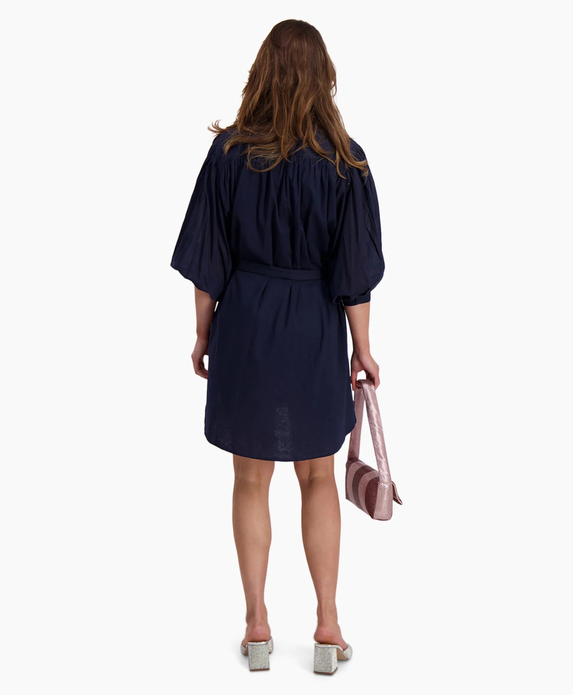 Cheap Mini Jurk Balloon Short Double Layered Donker Blauw Dames Jurken