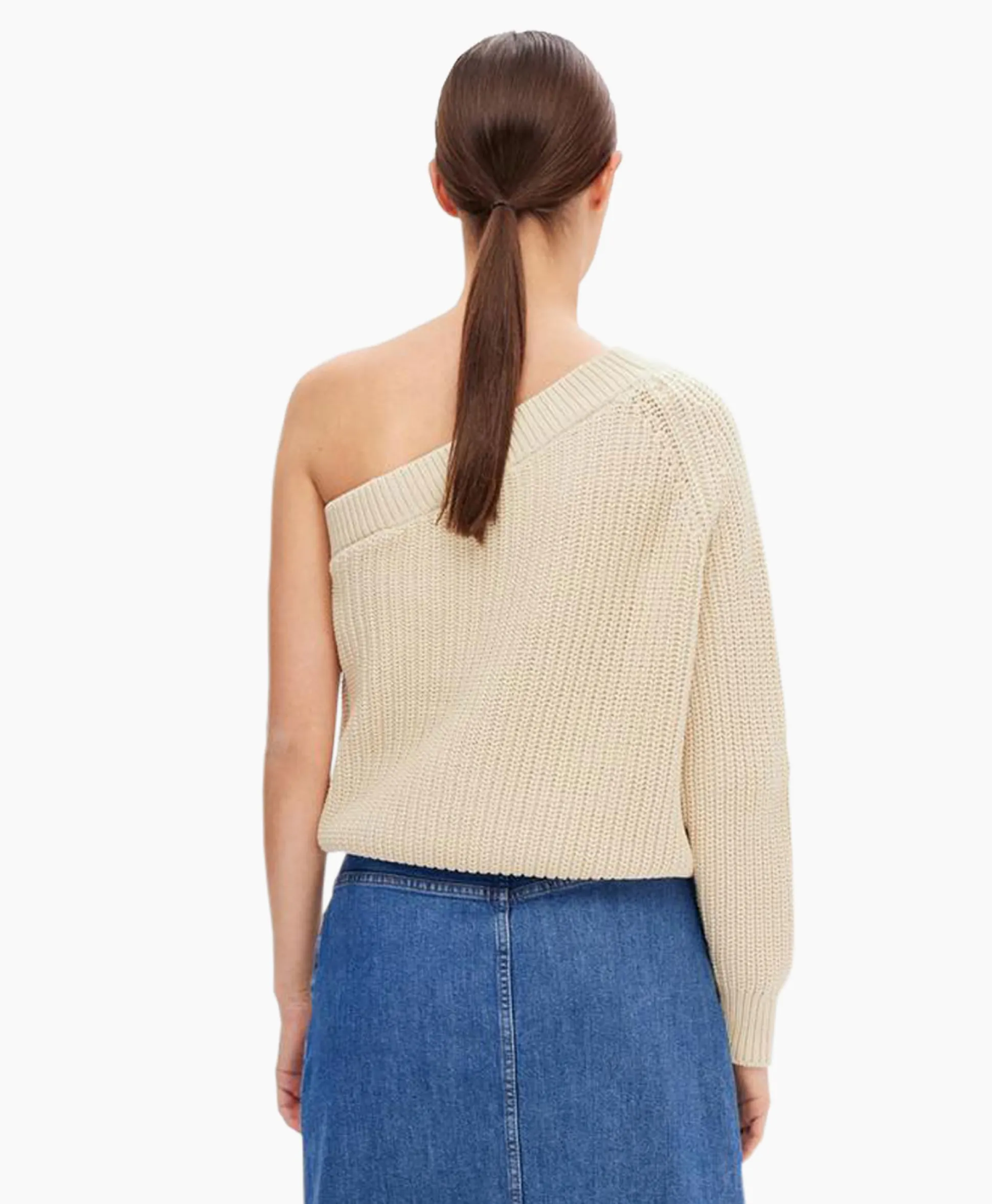 Outlet Gebreide Trui Sedora Ls Knit One Shoulder Off White Dames Truien
