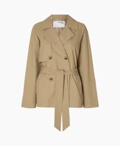 Best Jack Belinda Short Trench Coat Zand Dames Jassen