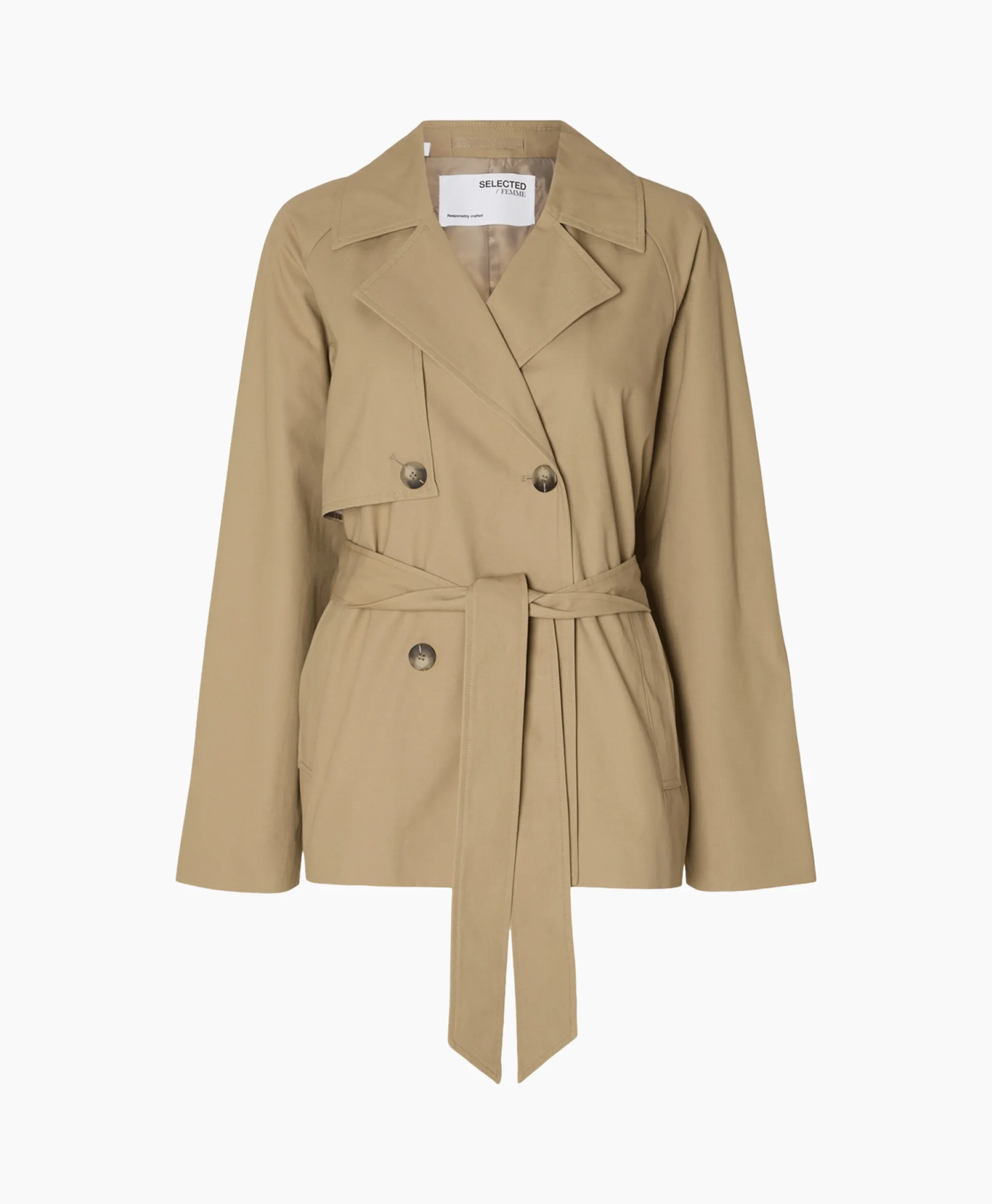 Best Jack Belinda Short Trench Coat Zand Dames Jassen