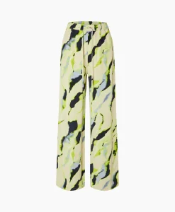 Flash Sale Pantalon Lilian Hw Aop Wide Pant B Goud Dames Broeken