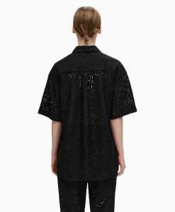 Clearance T-Shirt Karola 2/4 Oversize Lace Shirt B Zwart Dames T-Shirts & Tops