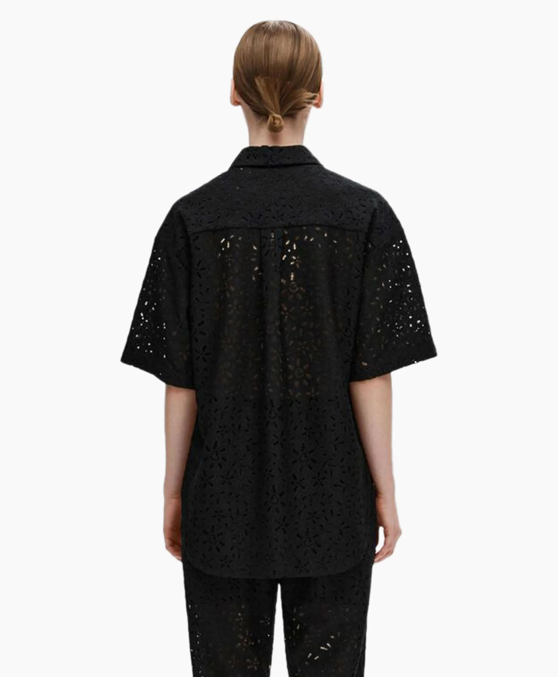 Clearance T-Shirt Karola 2/4 Oversize Lace Shirt B Zwart Dames T-Shirts & Tops