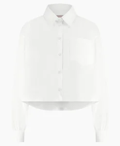 Flash Sale Blouse Dion Cropped Poplin Wit Dames Blouses