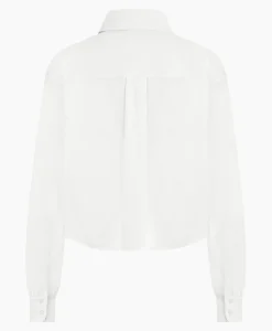 Flash Sale Blouse Dion Cropped Poplin Wit Dames Blouses