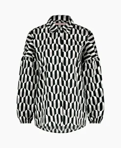 Online Blouse Havana Coffee Beans Zwart Dessin Dames Blouses