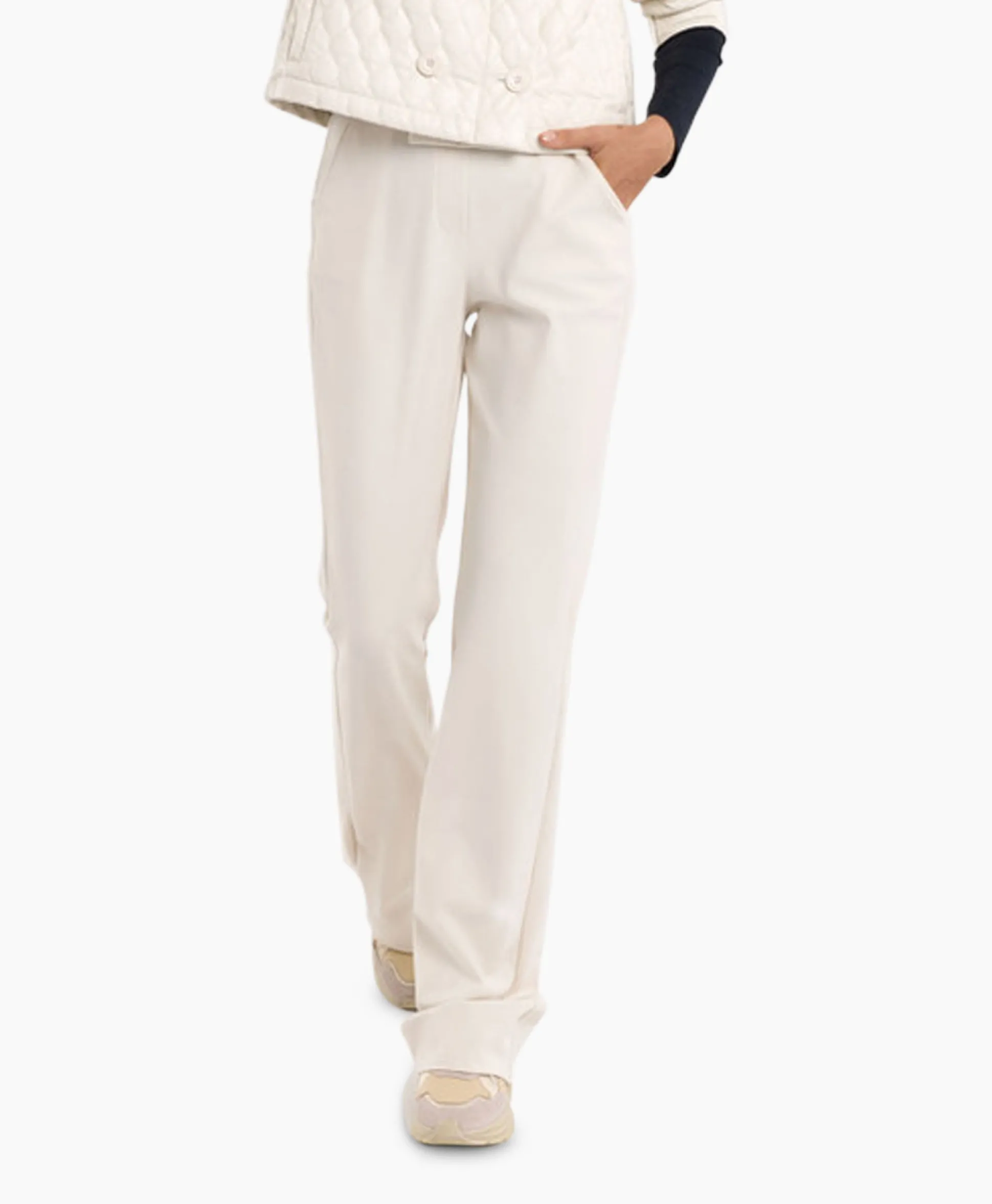 Outlet Broek Flair Long Shiny Bnd Trousers Off White Dames Broeken