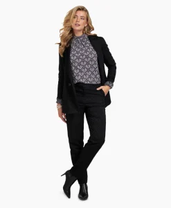 Online Broek Mira Ornament Jacquard Trousers Zwart Dames Broeken