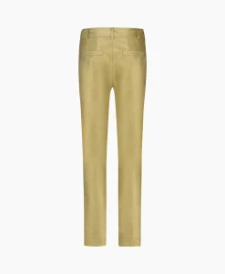 Clearance Broek Mita Faux Leather Trousers Goud Dames Broeken