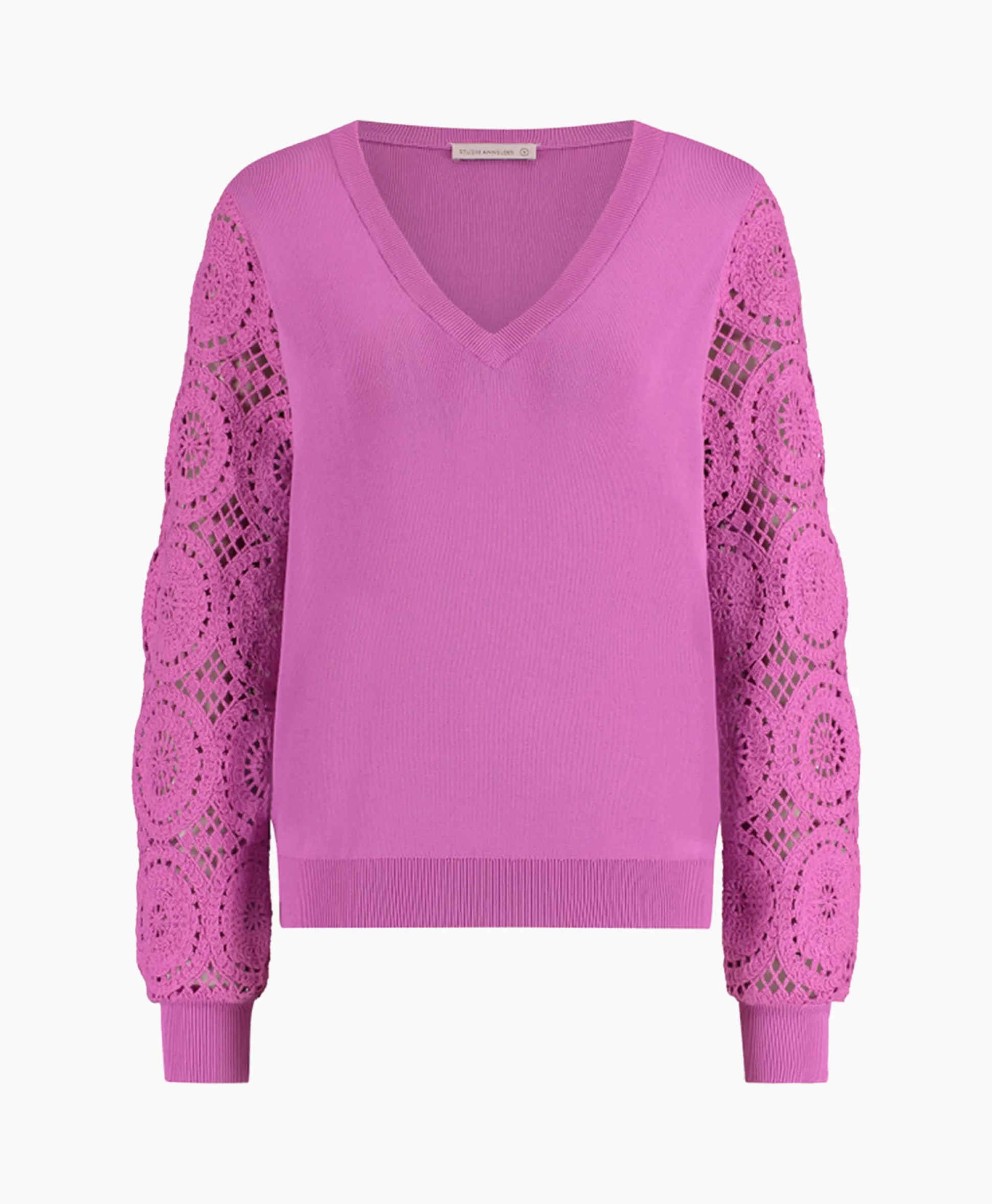 Outlet Pullover Dinah Crochet Roze Dames Truien