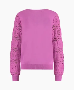 Outlet Pullover Dinah Crochet Roze Dames Truien