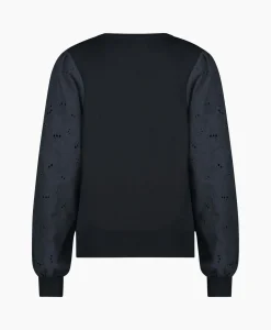 New Pullover Deana Flower Broderie Donker Blauw Dames Truien