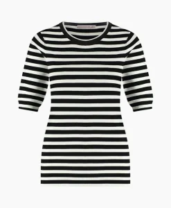 Cheap Pullover Luna Stripe Short Slv Zwart Dessin Dames Truien