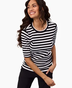 Cheap Pullover Luna Stripe Short Slv Zwart Dessin Dames Truien