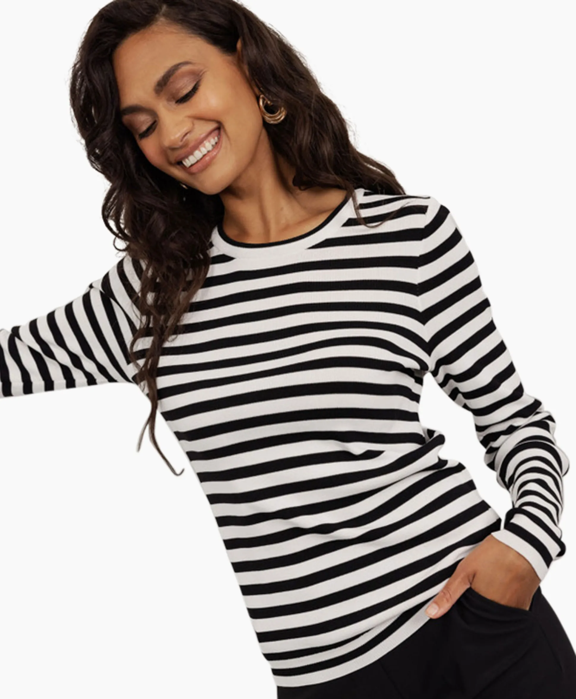 Store Pullover Luna Stripe Ecru Dames Truien