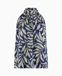 Outlet Top Sara Satin Big Flower Blauw Dames T-Shirts & Tops