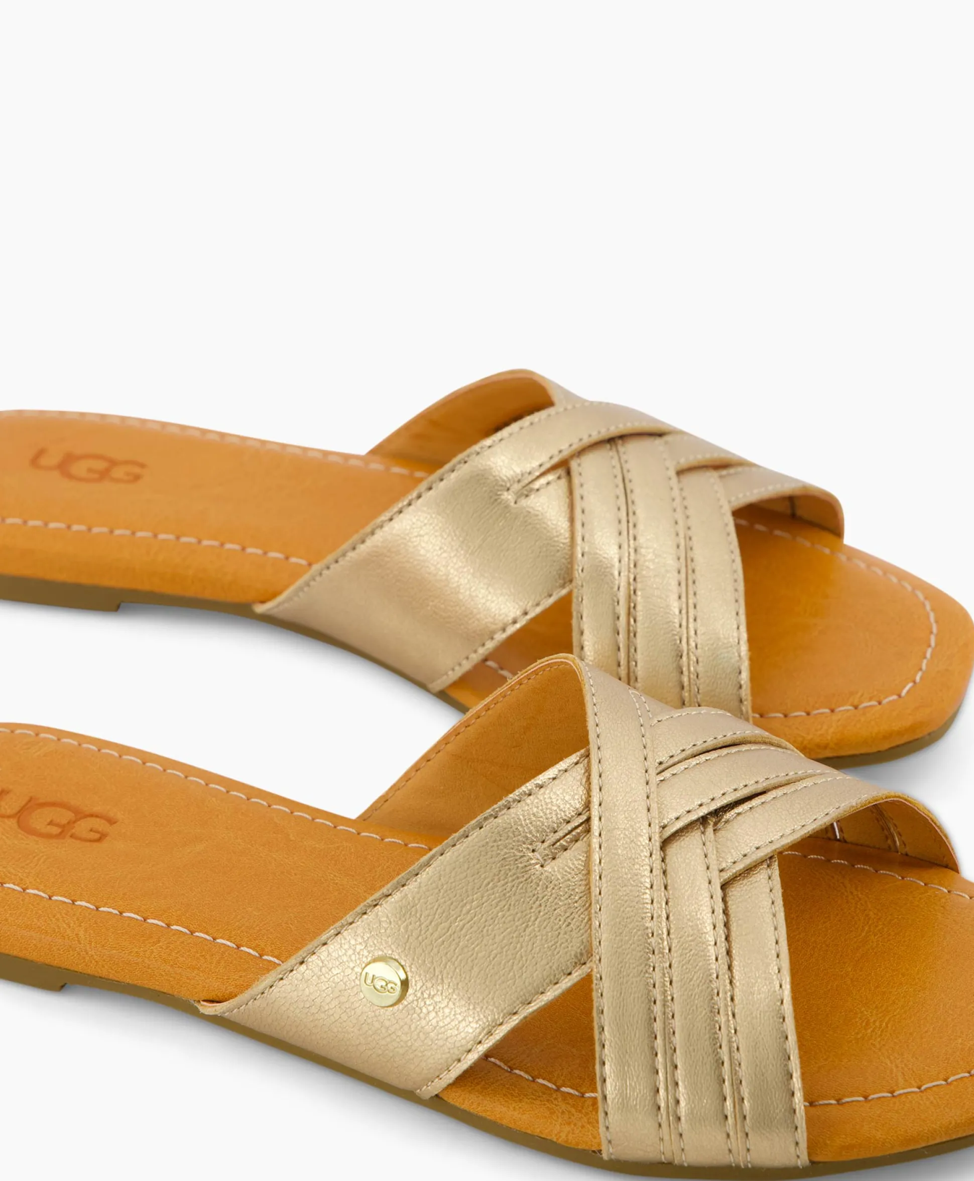 Fashion Sandaal Zonder Hak W Kenleigh Slide Goud Dames Sandalen