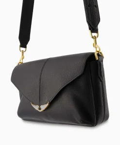 Sale Zadig & Voltaire Crossbody Tas Borderline Daily Grained Leath Zwart Dames Tassen