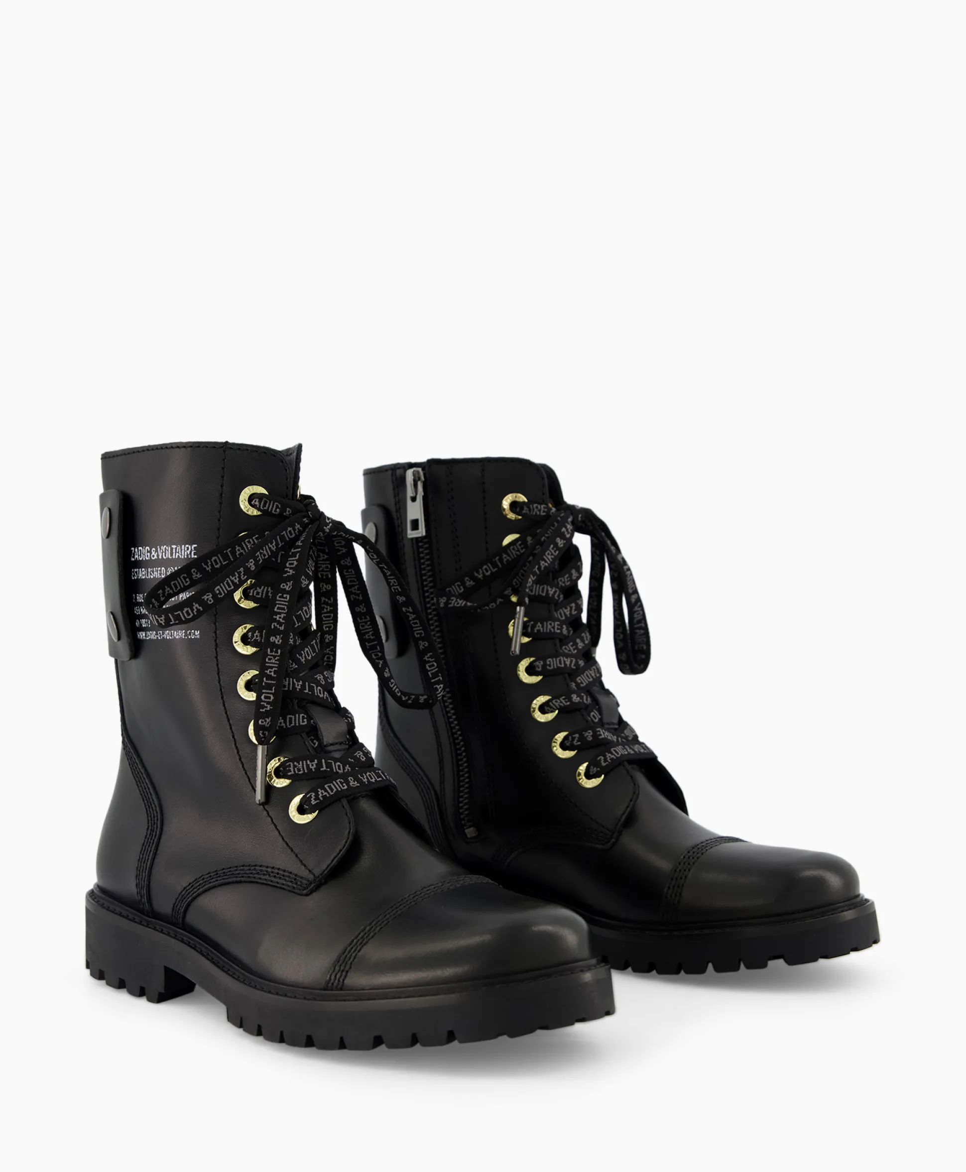 Store Zadig & Voltaire Enkellaars Joe Smooth Cowskin + Side Prin Zwart Dames Laarzen