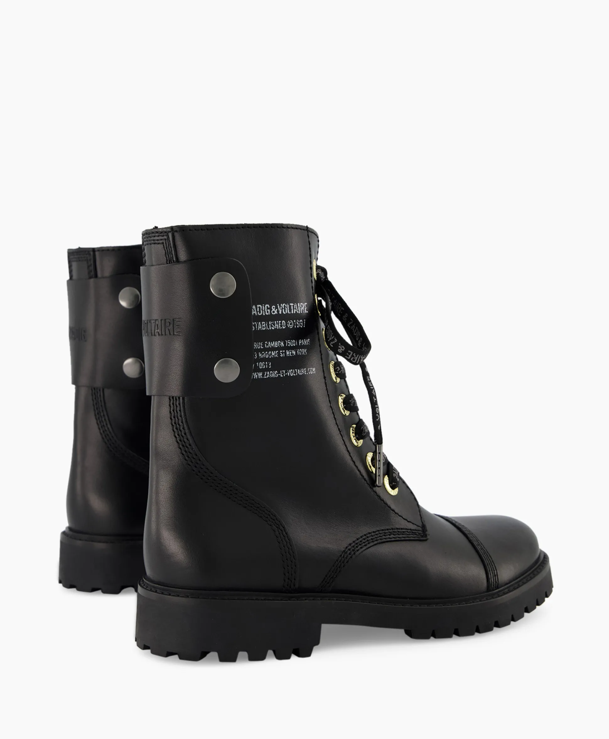 Store Zadig & Voltaire Enkellaars Joe Smooth Cowskin + Side Prin Zwart Dames Laarzen