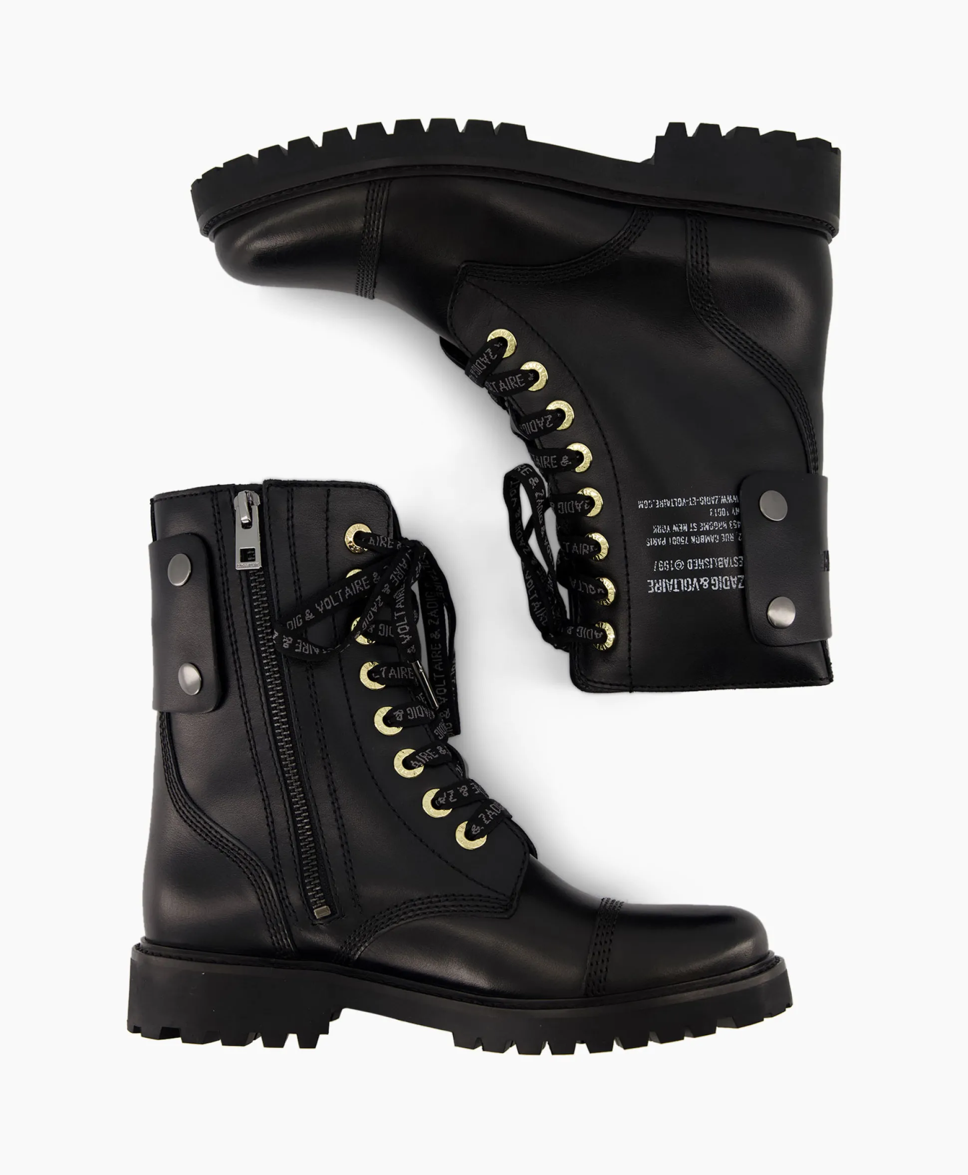 Store Zadig & Voltaire Enkellaars Joe Smooth Cowskin + Side Prin Zwart Dames Laarzen