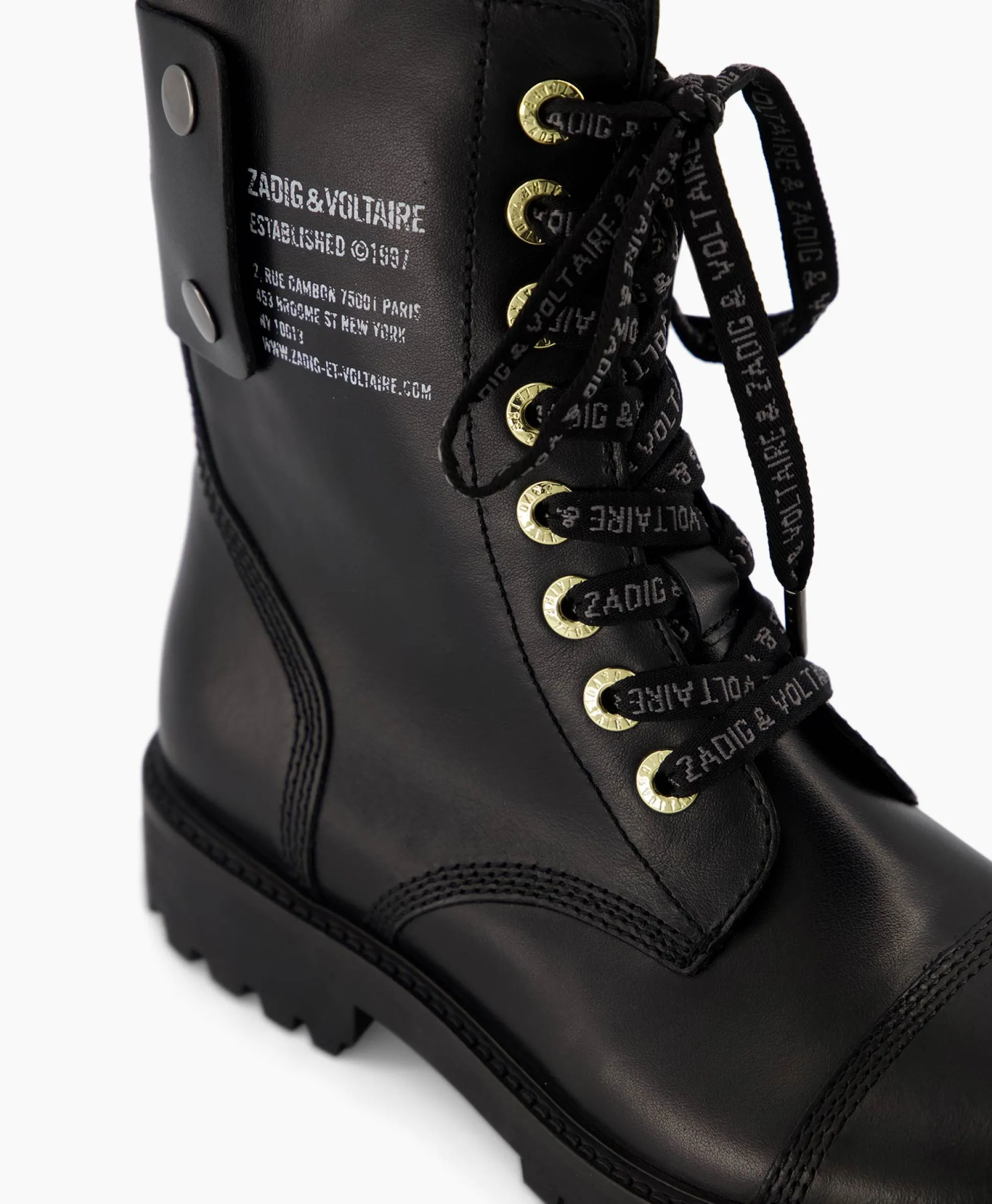 Store Zadig & Voltaire Enkellaars Joe Smooth Cowskin + Side Prin Zwart Dames Laarzen