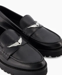 Shop Zadig & Voltaire Loafer Joecassin Semy Shiny Calfskin Zwart Dames Instappers