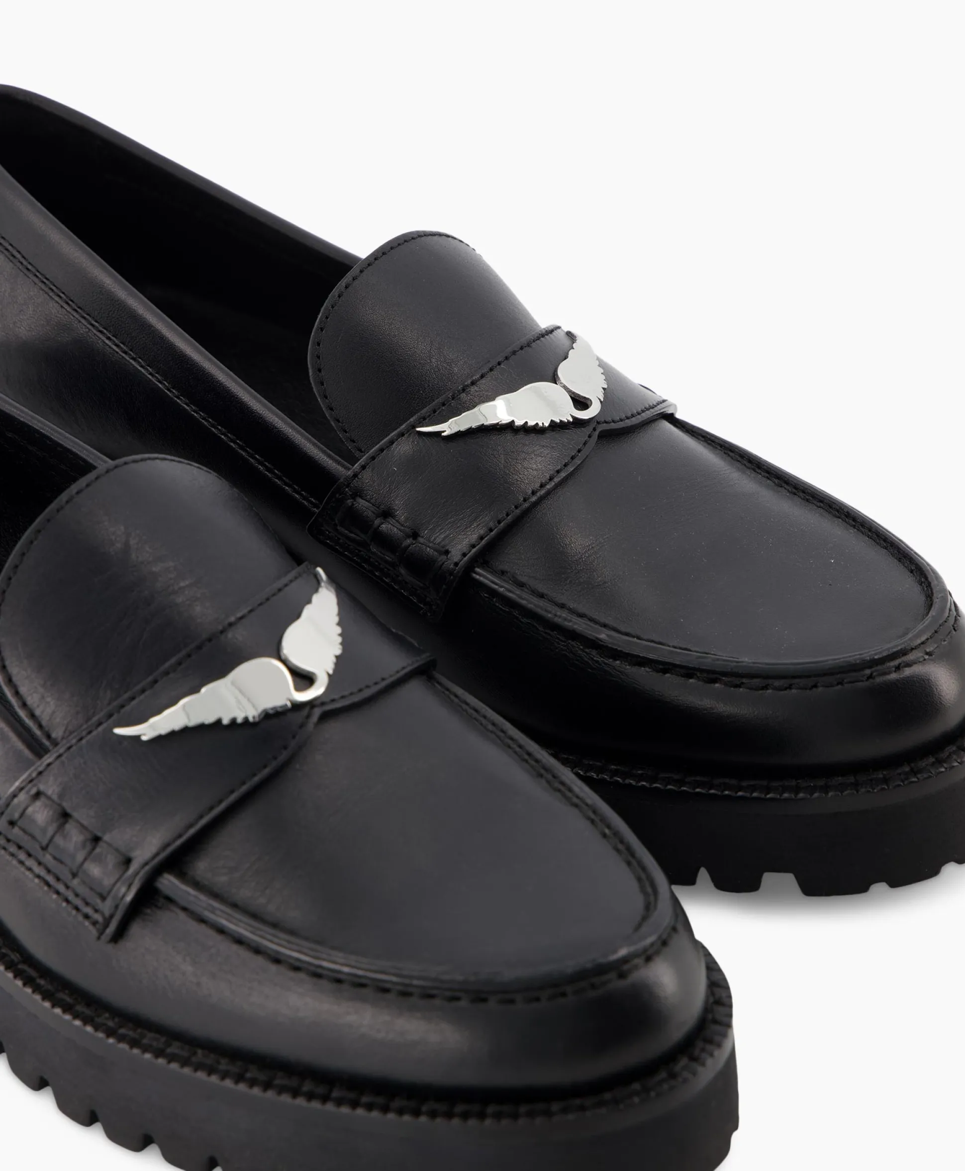 Shop Zadig & Voltaire Loafer Joecassin Semy Shiny Calfskin Zwart Dames Instappers