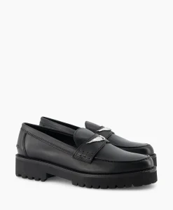 Flash Sale Zadig & Voltaire Loafer Joecassin Semy-Shiny Calfskin Zwart Dames Instappers