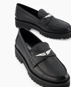 Flash Sale Zadig & Voltaire Loafer Joecassin Semy-Shiny Calfskin Zwart Dames Instappers