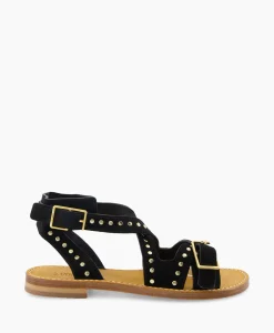 Shop Zadig & Voltaire Sandaal Zonder Hak Cecilia Caprese Suede + Studs Zwart Dames Sandalen