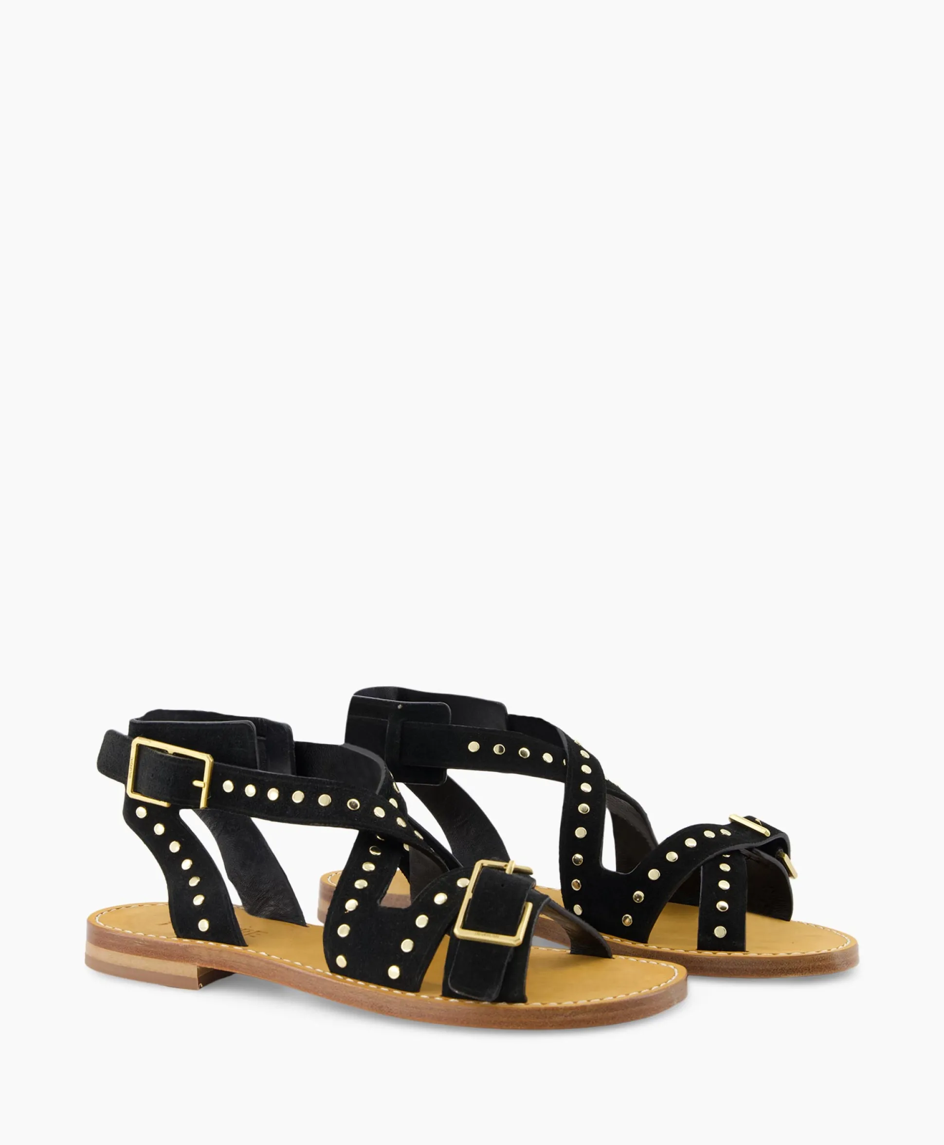 Shop Zadig & Voltaire Sandaal Zonder Hak Cecilia Caprese Suede + Studs Zwart Dames Sandalen