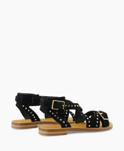 Shop Zadig & Voltaire Sandaal Zonder Hak Cecilia Caprese Suede + Studs Zwart Dames Sandalen