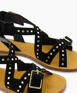 Shop Zadig & Voltaire Sandaal Zonder Hak Cecilia Caprese Suede + Studs Zwart Dames Sandalen