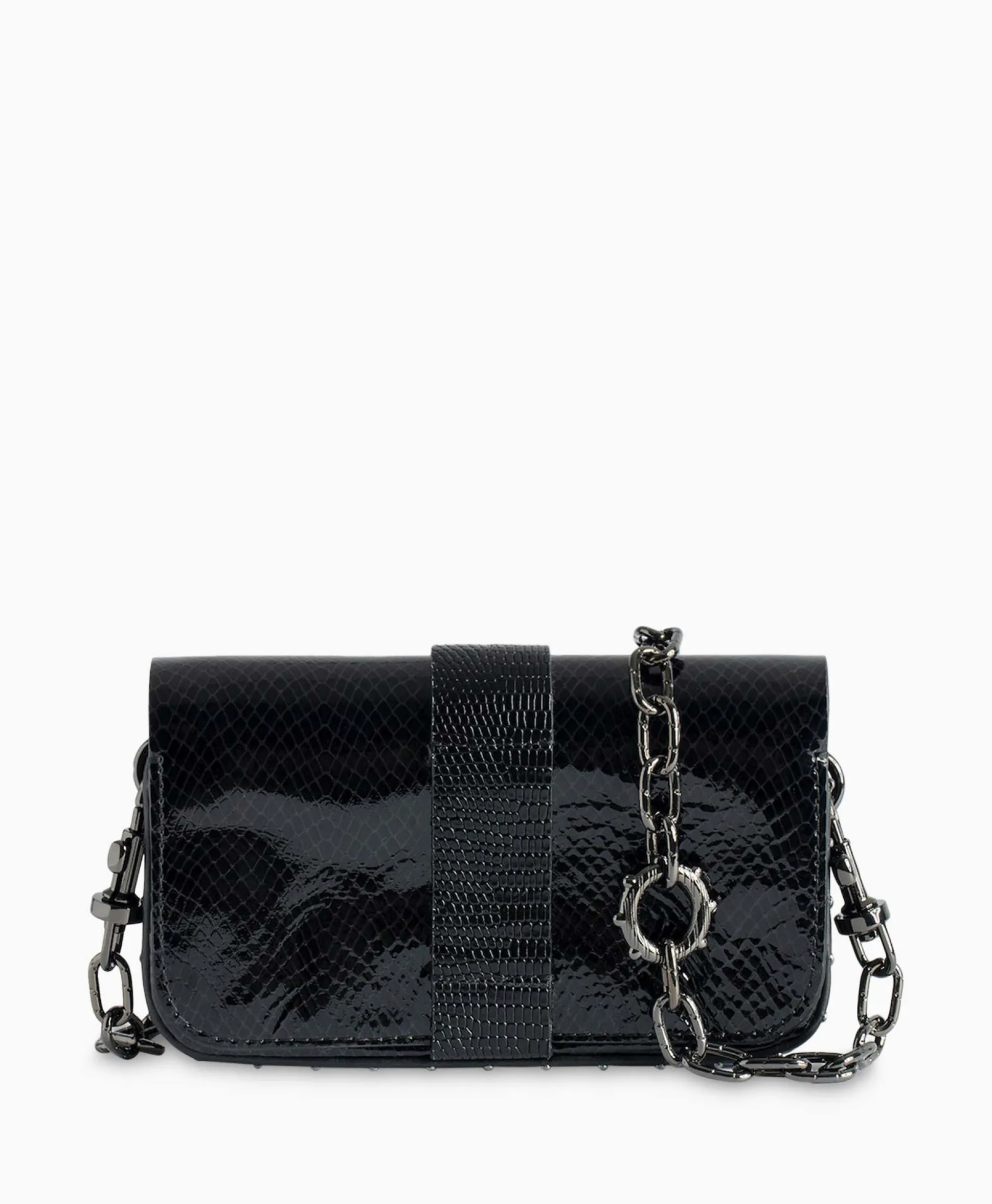 Best Sale Zadig & Voltaire Schouder / Hand Tas Kate Wallet Glossy Wild Emboss Zwart Dames Tassen