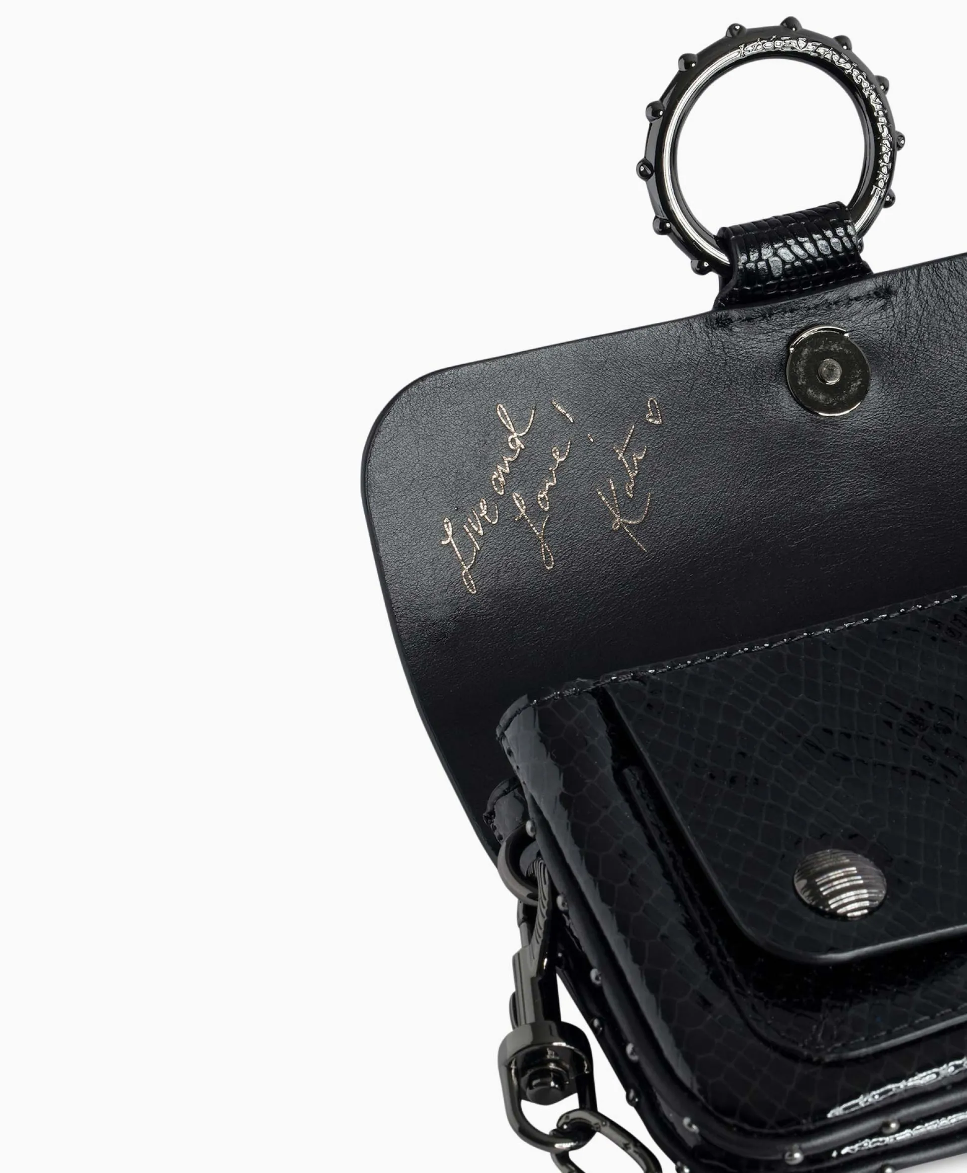 Best Sale Zadig & Voltaire Schouder / Hand Tas Kate Wallet Glossy Wild Emboss Zwart Dames Tassen