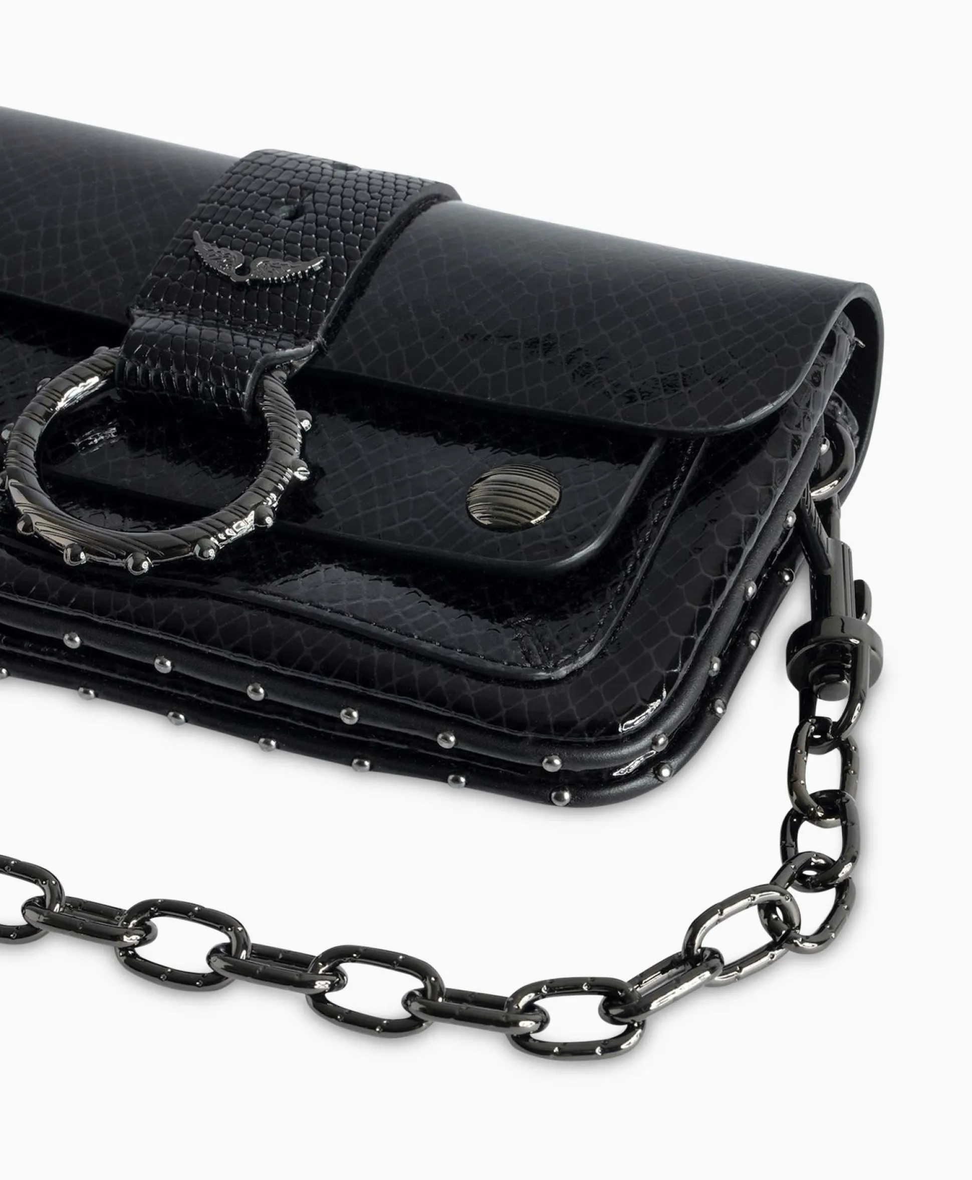 Best Sale Zadig & Voltaire Schouder / Hand Tas Kate Wallet Glossy Wild Emboss Zwart Dames Tassen