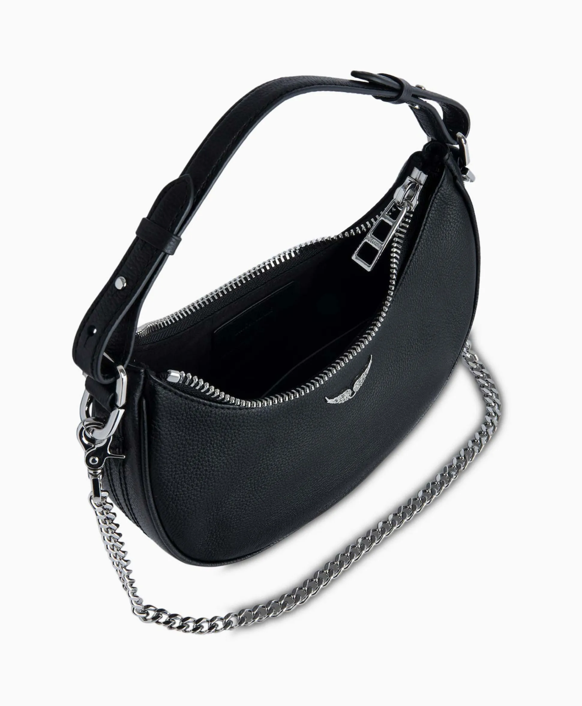 Store Zadig & Voltaire Schouder / Hand Tas Moonrock Grained Leather Zwart Dames Tassen