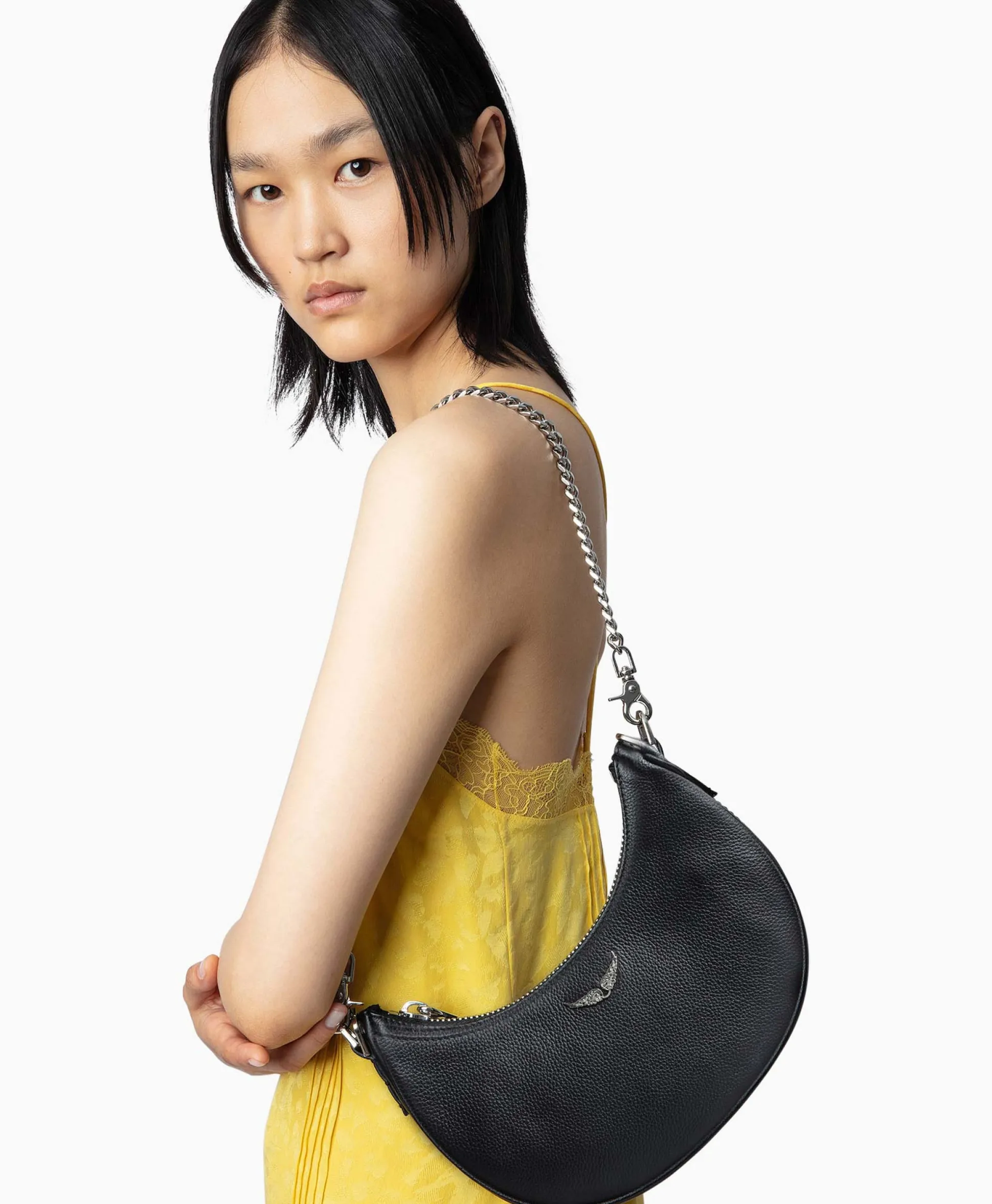 Store Zadig & Voltaire Schouder / Hand Tas Moonrock Grained Leather Zwart Dames Tassen