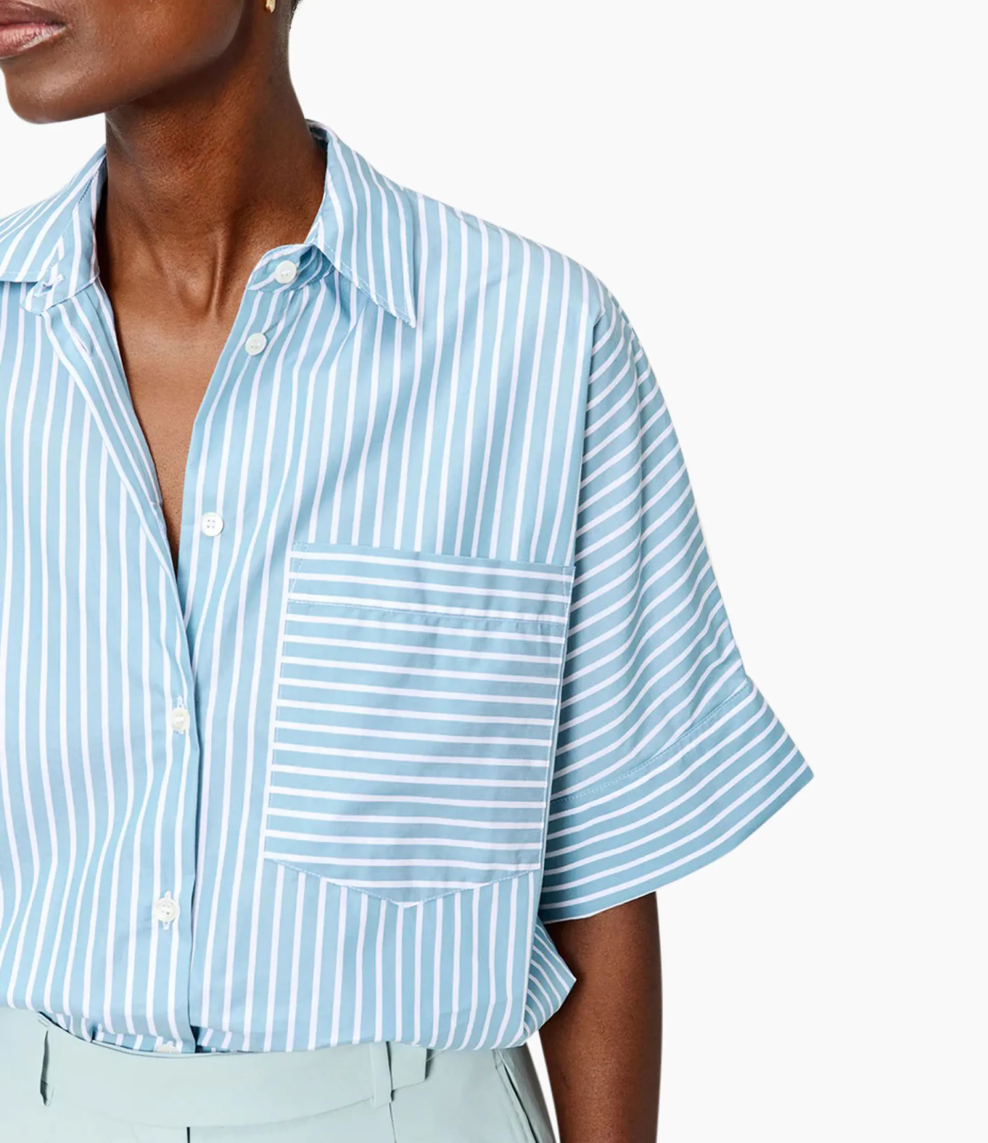 Clearance Blouse Stripe Boxy Licht Groen Dames Blouses